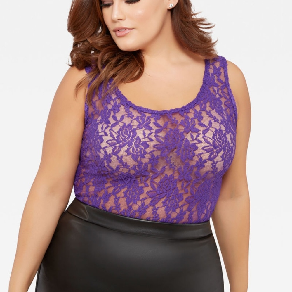 4X Plus Size Purple Lace Sheer Tank NWT